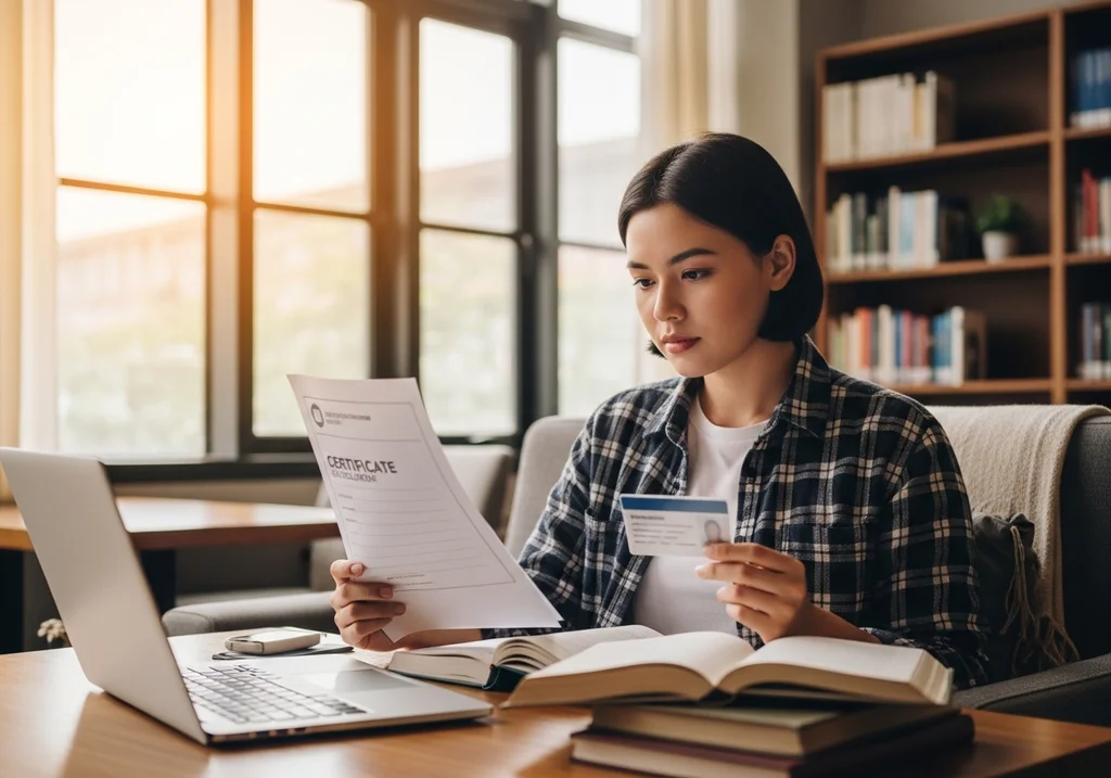 étudiant bibliothèque certificat